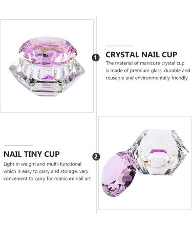 Minkissy Nail Art Dappen Dish Diamond Shape Nail Crystal Bowl with Lid for Nail Acrylic Liquid Powder (Pink) - Buy Online on GoSupps.com