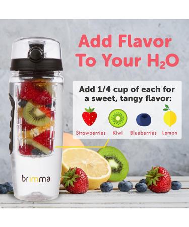 Brimma 32 oz Fruit Infuser Water Bottle - Large Leakproof Plastic Bottle for Gym, Bike, Camping & Travel - Buy Online on GoSupps.com