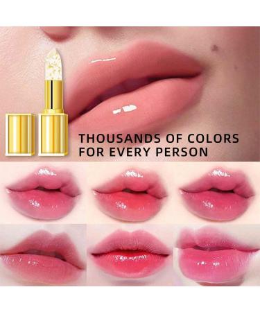 FLLUOUZH 2 Pieces Transferproof Color Changing Lipstick Gold Foil for Women Long Lasting Moisturizing Shiny Lip Gloss Deep Nourishment Transparent Gold Crystal Lipstick - Buy Online on GoSupps.com