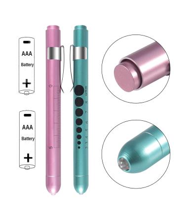 Almocn 2-Pack Pen Lamp for Nurses - Reusable White Light with Pupil Teaching Ruler - Stylish Blue-Green & Rose Gold - Buy Online on GoSupps.com