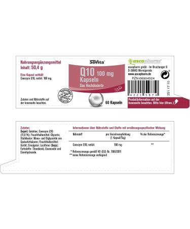 Sovita Q10 100 mg Capsules - High Dose Coenzyme Q10 Supports Energy & Heart Health 60 Count International Shipping Available - Buy Online on GoSupps.com