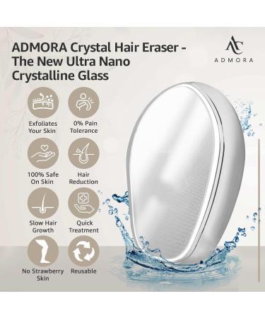 ADMORA Crystal Hair Eraser - Painless Hair Remover Tool for Men and Women | Fast & Easy Exfoliation | Soft Smooth Silky Skin | Nail Filer Included - Buy Online on GoSupps.com