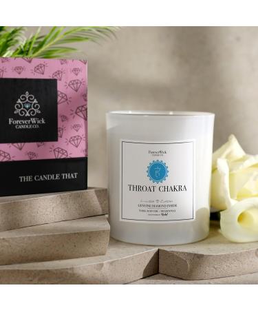 Foreverwick Throat Chakra Candle | Aromatherapy Soy Wax Candle with Rock Quartz Crystals | Bergamot Scented | 14 oz Organic & Zinc Free Wick - Buy Online on GoSupps.com