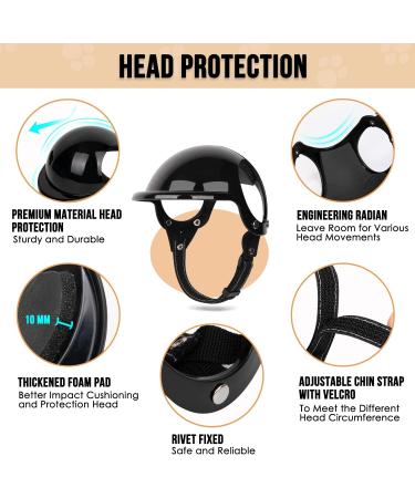 SlowTon Small Dog Helmet & Goggles Set - UV Protection Dog Sunglasses & Motorcycle Helmet for Safety Riding, Adjustable Belt & Ear Holes - Black - Buy Online on GoSupps.com