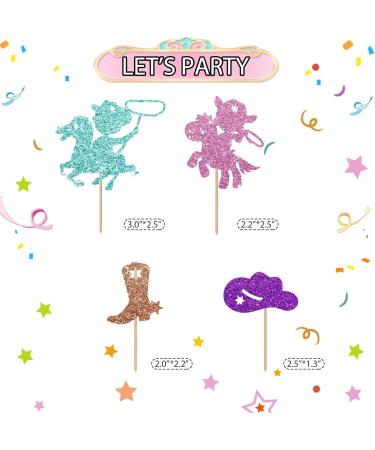 Cowboy and Cowgirl Cupcake Toppers Western Themed Birthday Party Cake Decor Pink&Blue Glitter Cake Decorations for Gender Reveal Boy or Girl Themed/Baby Shower Party Supplies - 24pcs - Buy Online on GoSupps.com