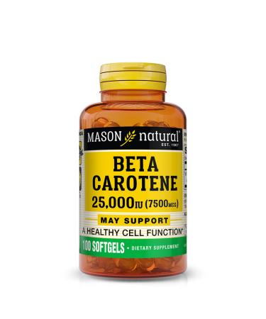 MASON NATURAL Vitamin A Beta Carotene 25 000 IU - Supports Healthy Vision Cell Function & Immune Function 100 Softgels