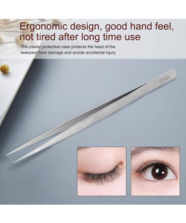 Premium Stainless Steel Eyelash Extension Tweezers - Straight Pointed Nail Art & Care Tool | SS-SA Fine Handle - Buy Online on GoSupps.com