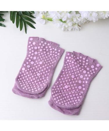 Shop Lurrose Yoga Socks - Half Toe Ankle Socks for Pilates Barre & Spa | Sweat-Absorbing Tabi Socks - Violet - Buy Online on GoSupps.com