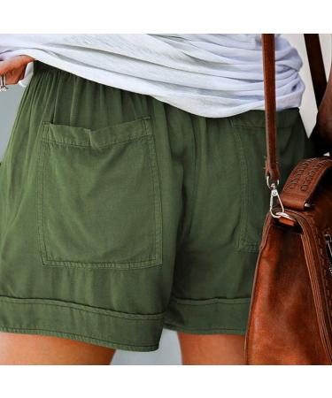 Hessimy Women's Summer Shorts - Drawstring Elastic Waist Casual Shorts with Pockets (XX-Large, Army Green) - Buy Online on GoSupps.com