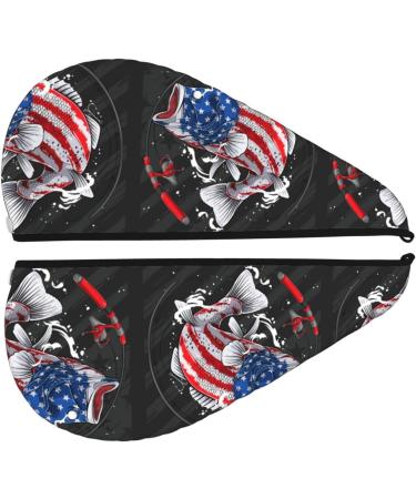 Hair Towel Wrap for Quick Drying | Towel Turban with Button - Largemouth Bass Design | International Shipping - Buy Online on GoSupps.com