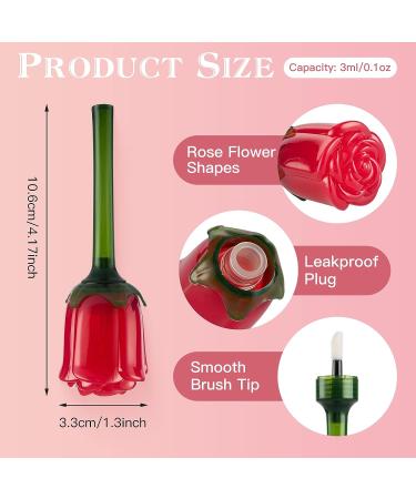 RONRONS 16pc 3ml Rose Flower Shape Lip Gloss Tubes - Red Refillable Balm Bottles for Girls & Women - Ideal Gift for Birthday or Valentine's Day - Buy Online on GoSupps.com