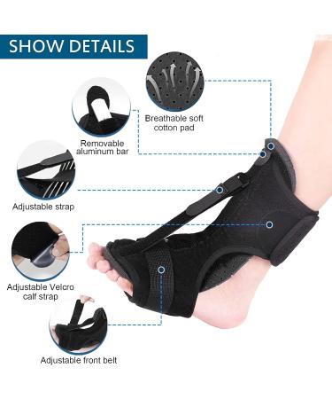 Adjustable Plantar Fasciitis Night Splint for Men & Women - Relief for Achilles Tendonitis & Foot Drop - Black Orthotic Brace - Buy Online on GoSupps.com