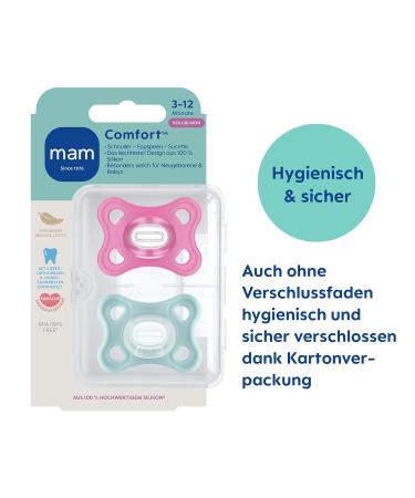 Buy MAM Comfort Schnuller 2 Set - Soft Silicone Pacifiers for Newborns & Babies (3-12 Months) - Pink | Lightweight & Skinsoft Design Includes Pacifier Box - International Shipping - Buy Online on GoSupps.com