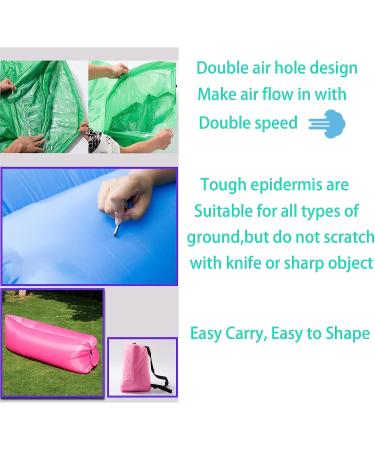 DERJLY Inflatable Lounger Inflatable Couch with Side Pockets and Matching Bag 75x27x20 inch Waterproof Anti-Leak and Portable Inflatable Chair for Traveling Camping Beach Parties Music Festivals Green - Buy Online on GoSupps.com