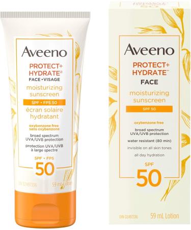Aveeno Sun Aveeno Protect + Hydrate Face Moisturizing Sunscreen Spf 50 59 ml. 1 count (Pack of 1) SPF 50 (Face) Sunscreen - Buy Online on GoSupps.com