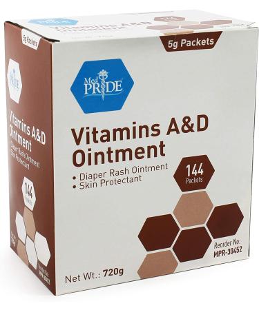 Medpride Vitamin A & D Skin Protectant Ointment | 144 5g Packets for Body Chaffing, Diaper Rash, Cuts, Dry-Cracked Skin | Lanolin & Petrolatum Formula for Men, Women & Babies - Buy Online on GoSupps.com