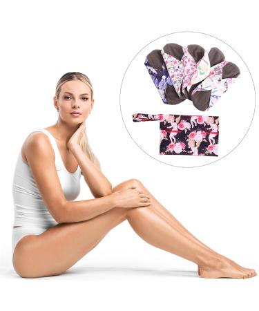 Washable Bamboo Charcoal Menstrual Pads - 5pcs Set for Women - Organic Reusable Napkin and Panty Liners - Buy Online on GoSupps.com