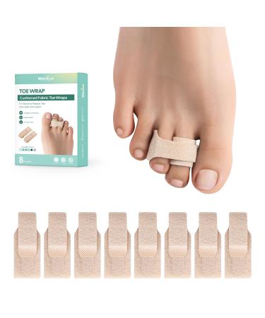 Welnove Hammer Toe Straightener - 8 Pack Broken Toe Wraps - Hammer Toe Corrector for Women - Toe Splints for Crooked Toes Curled Toes Bent Toes - (Large Beige)