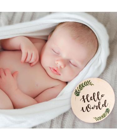 Baby Announcement Sign for Newborn 5.9" Double-Sided Hello World Newborn Name Sign for Hospital Birth Announcement The Perfect Round Wooden Welcome Baby Sign for New Baby Boy Girl Gifts - Buy Online on GoSupps.com