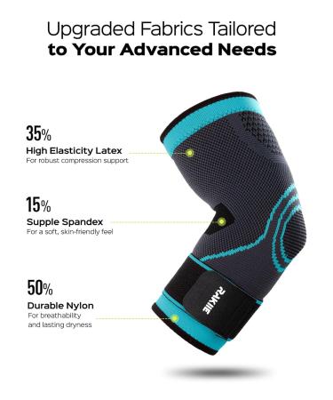 Rakiie Elbow Bandage 2 Pcs Compression Support for Tennis Arm & Tendonitis Unisex Sports Elbow Brace in Blue - Buy Online on GoSupps.com