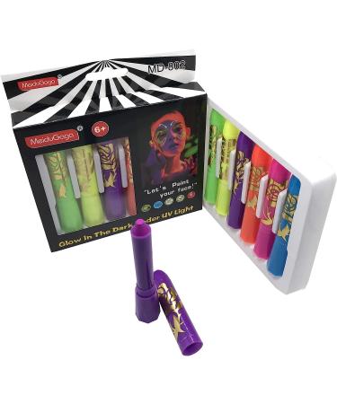 6 Glow in The Dark Face Paint Crayons for Halloween Parties - Non-Toxic UV Body Painting Kit - Buy Online on GoSupps.com