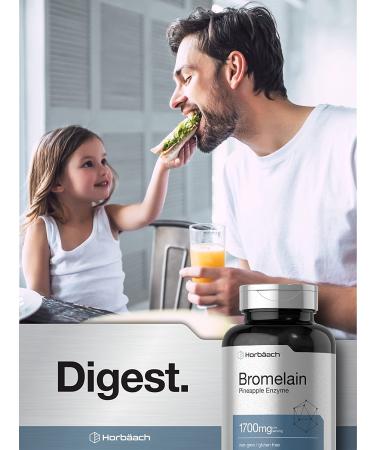 Bromelain 1700mg Capsules - Digestive Health Support - Pineapple Enzyme Supplement - Non-GMO Gluten Free - 120 Count by Horbaach - Buy Online on GoSupps.com