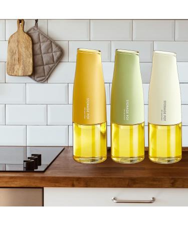 TYPZSS 17oz Auto Flip Kitchen Oil Bottles For Olive Oil And Vinegar By Glass And Silicone High Appearance Level Single-Handed Grab Oil Bottle Gift (White) - Buy Online on GoSupps.com