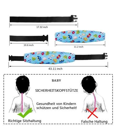 Abnaok 2pcs Child Seat Head Holder & Headband - Adjustable Blue Buckle Headrest for Comfortable Car Sleep - Buy Online on GoSupps.com