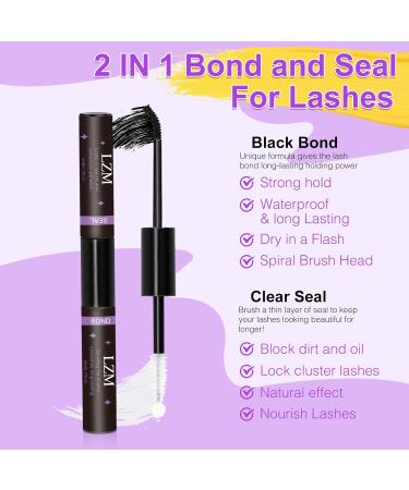 LZM Bond and Seal Lash Glue 2 in 1 Eyelash Glue for DIY Cluster Lashes Lash Remover to Remove Individual Cluster Lashes Extensions - Waterproof Strong Lash Glue & Remover for False Eyelashes (Black) - Buy Online on GoSupps.com