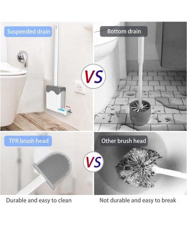 Flexer Silicone Toilet Brush and Holder - Deep Cleaning Rubber Brush for Bathroom - Gray - Buy Online on GoSupps.com