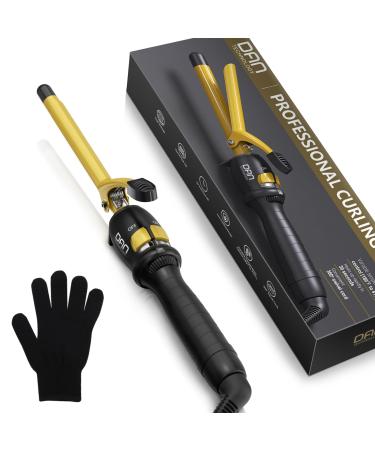 DAN Technology 1/2 Inch Hair Curling Iron 13mm Ceramic Tourmaline Curling Wand for All Hair Types Dual Voltage Hair Curler Fast Heat up Curling Tool for Salon Hairdressing Beauty School Gold Black 1/2 Inch 13mm Gold Black