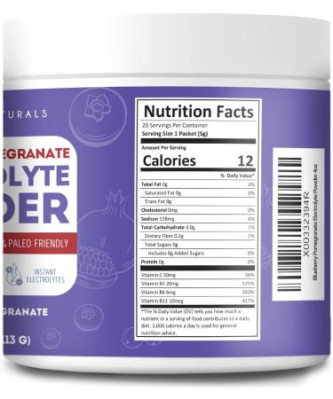 Kate Naturals Blueberry Pomegranate Electrolytes Powder 4oz Vegan  Instant Electrolytes  Restore Energy  Prevent Dehydration  Eliminate Cramps  Non-GMO  Keto-Friendly. Zero Sugar. - Buy Online on GoSupps.com