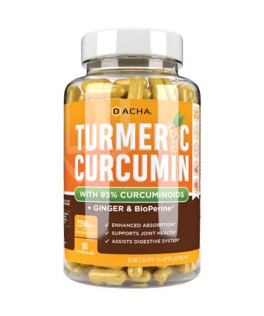 DACHA Tumeric Curcumin Supplement - 2250mg Joint Support Supplements Turmeric with Black Pepper Ginger 95% Curcuminoids Capsules