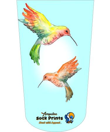 Heal with Appeal Amputee stump sock Watercolor Hummingbirds V2 3Ply stump sock