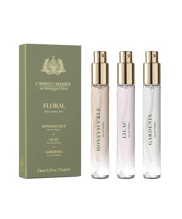 Caswell-Massey Floral Trio Discovery Set Includes Gardenia Lilac & Honeysuckle Discover the Beauty of Botanicals Travel Size Perfume Set Perfume for Women 0.25 Fl Oz Each