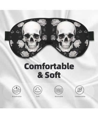 White Flowers & Skull Print Eye Covers | Soft Blackout Sleep Masks for Travel | Cute & Comfortable Eye Masks for Men & Women - Buy Online on GoSupps.com