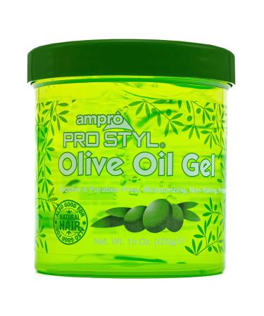 AmPro Pro Styl Protein Styling Gel - Moisturizes and Defines Strands - Helps Protect and Hydrate Tames and Adds Shine without Weighing Down Tresses - Alcohol and Paraben Free - Olive - 15 oz