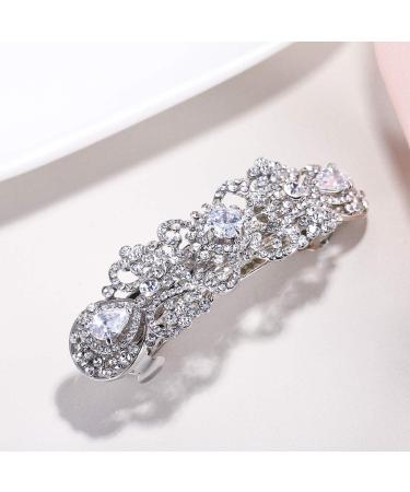 Ever Faith Clear Silver-Tone Crystal Art Deco Flower Hair Barrette Clip - Buy Online on GoSupps.com