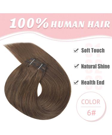 Vlasy Clip in Human Hair Extensions - 14 Inch Brown Seamless 7-Piece Set for Women - Buy Online on GoSupps.com