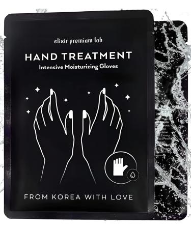 Moisturizing Hand Mask for Dry Cracked Hands & Nails - Hydrating Spa Treatment - Korean Collagen Gloves with Natural Plant Extracts - Nourishing Skin Care Gift with Shea Butter for Women & Men by Elixir 1 Pair (Pack of 1)