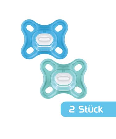 MAM Comfort Schnuller Set - Small & Light Silicone Pacifiers for Newborns | 0+ Months Blue/Turquoise - Includes Soft SkinSoft Design & Storage Box - Buy Online on GoSupps.com