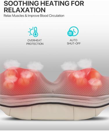 Alljoy Shiatsu Neck Massage Device with Heat | Electric Back Shoulder & Leg Massager for Home & Office | Best Gift for Men (Beige) - Buy Online on GoSupps.com