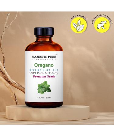 MAJESTIC PURE Oregano Essential Oil - 100% Pure & Natural Oregano Oil for Hair Care Skin Aromatherapy Massage & Home Diffusers - Premium Grade 1 Fl Oz - Buy Online on GoSupps.com