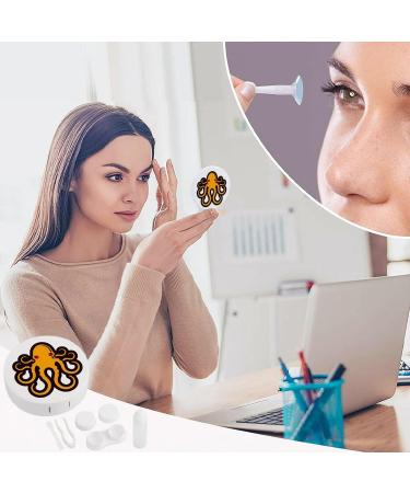 Yellow Octopus Cute Contact Lens Case | Portable Round Storage Box with Mirror for Travel & Daily Use - Buy Online on GoSupps.com