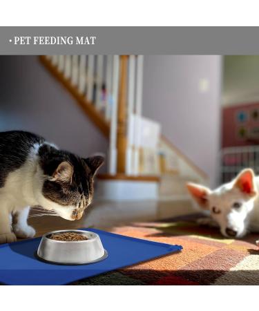 Reopet Silicone Feed Mats for Pets - Waterproof Dog & Cat Mats with Elevated Edges | 60 x 40 cm (1-Pack) Marine Blue - International Shipping Available - Buy Online on GoSupps.com