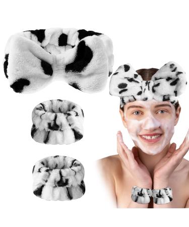 Leogony Spa Headband and Wristband Set Washing Face Makeup Skincare Headband and Wristbands Soft Wrist Bands Hair Band for Wash Face