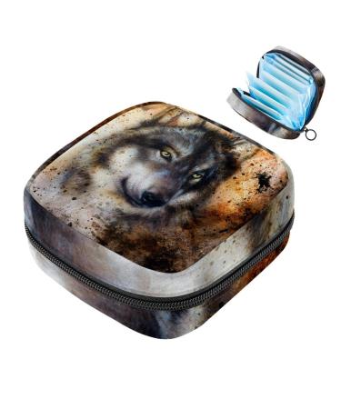 Menstruation pad bag with zipper women's napkin bag tampons collective bags for women and girls (Elsatian dog painting)