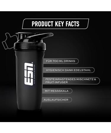 ESN Shaker Reforce Stainless Steel 700ml - Leak-Proof BPA & DEHP Free Engraved Measuring Units - International Shipping Available - Buy Online on GoSupps.com