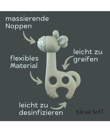 Bite Me Raff Silicone Giraffe Teething Ring - BPA-Free Mint Green - Easy Grip Tooth Aid for Gum Relief & Massage - Buy Online on GoSupps.com