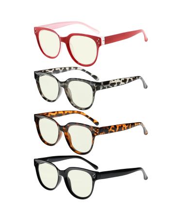 Eyekepper 4 Pack Blue Light Filter Glasses for Women Reading Stylish Computer Reading Glasses +1.75 Blue Light Blocking-b40-4 Pairs 1.75 x
